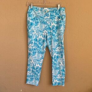 Lilly Pulitzer UPF 50+ Luxletic Corso Crop Pant in a blue white print size 8